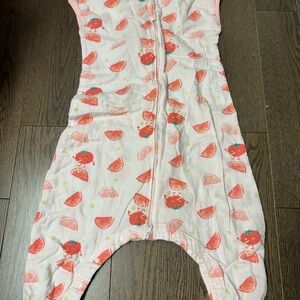 Orange Print  Kids Muslin Pajama Footies size 2/3